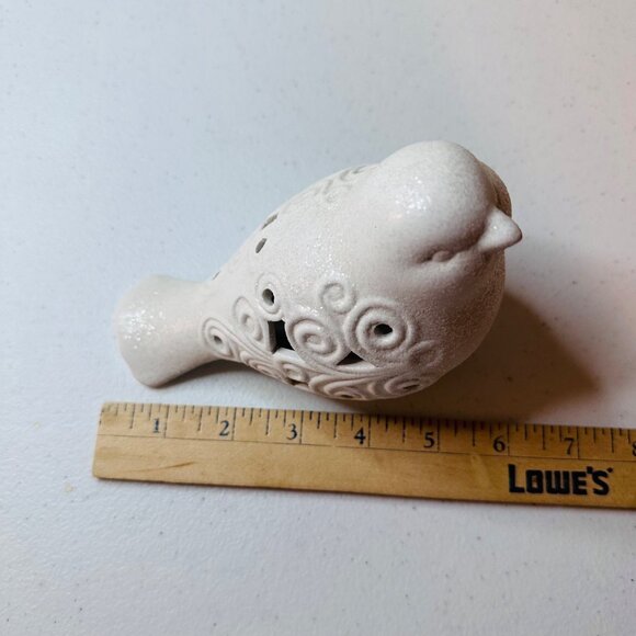 Ceramic Bird Figurine With Swirl Cutouts Glitter Bird Decoration Christmas - Picture 7 of 9